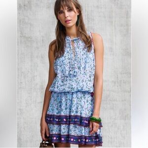 Poupette St. Barth Amora Blue Floral Mini Dress